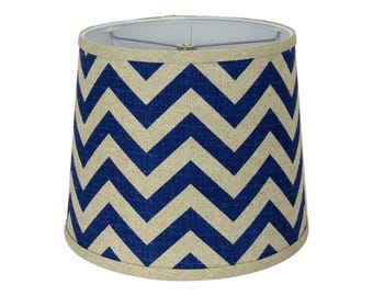 Navy Blue Chevron Drum Lampshade: Modern Geometric Design
