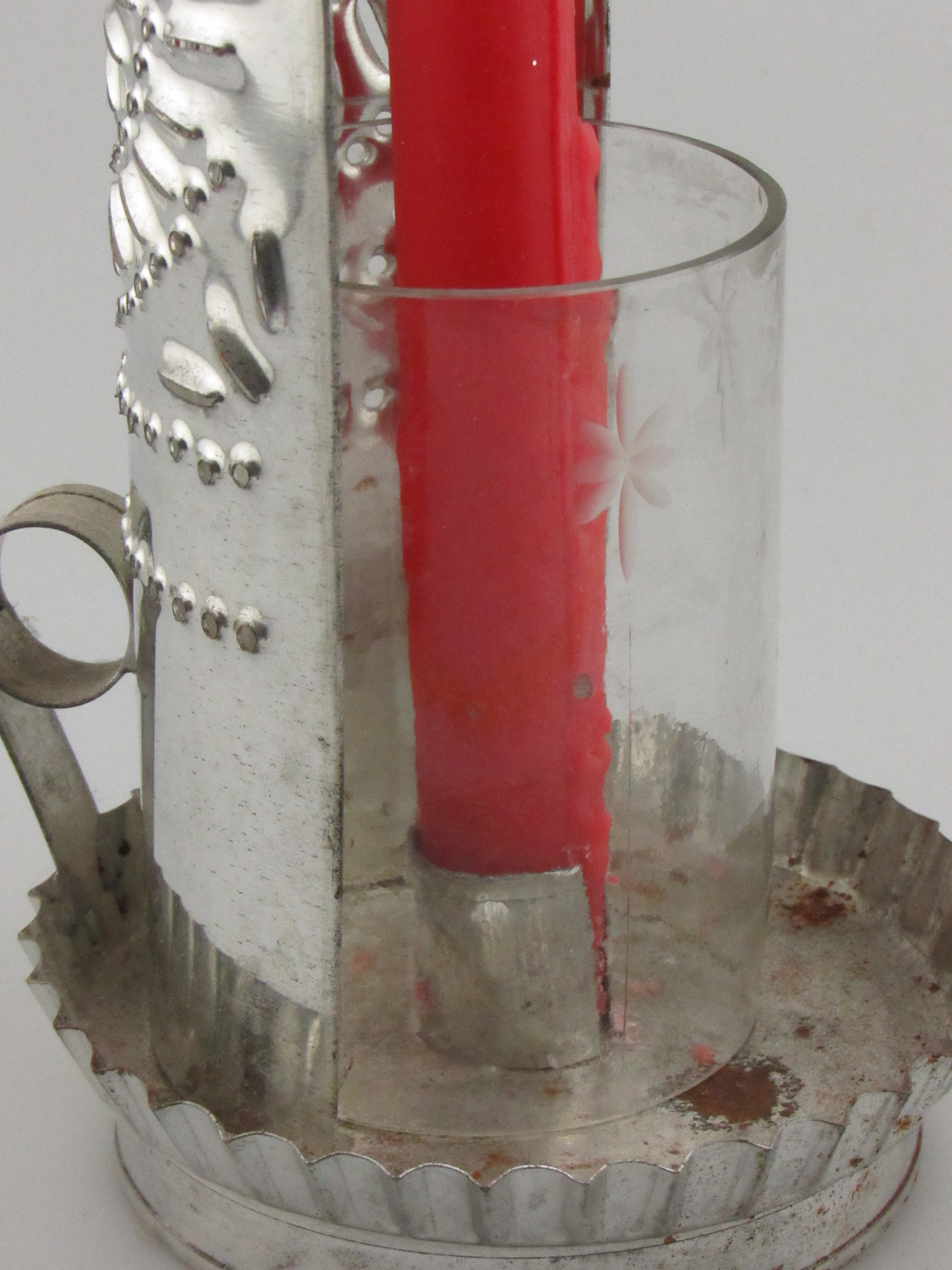 Vintage Punched Tin Candle Holder Etsy