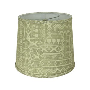 Tribal Print Drum Lamp Shade – Neutral Tan Ethnic Pattern with Spider Washer Fitting for Table or Floor Lamps
