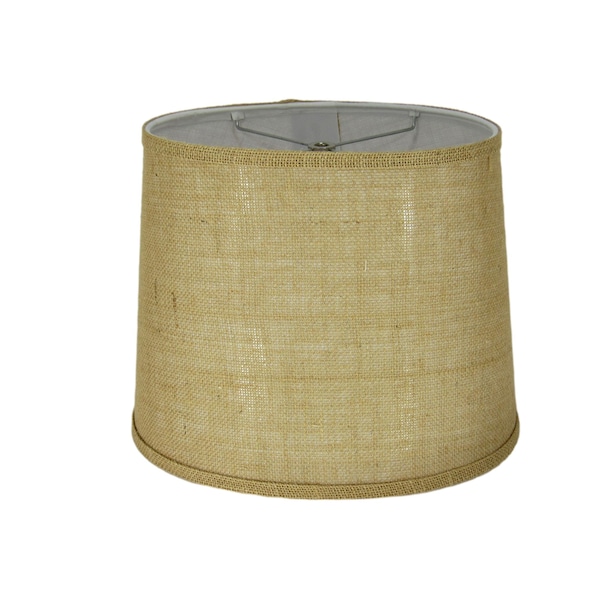 Abat-jour tambour en toile de jute rustique - Couverture rigide avec rondelle d'ajustement en forme d'araignée, texture tissée naturelle