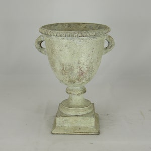 Whitewashed Wooden Urn