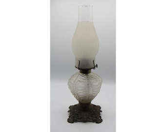Frosted Oil lamp with Iron Base