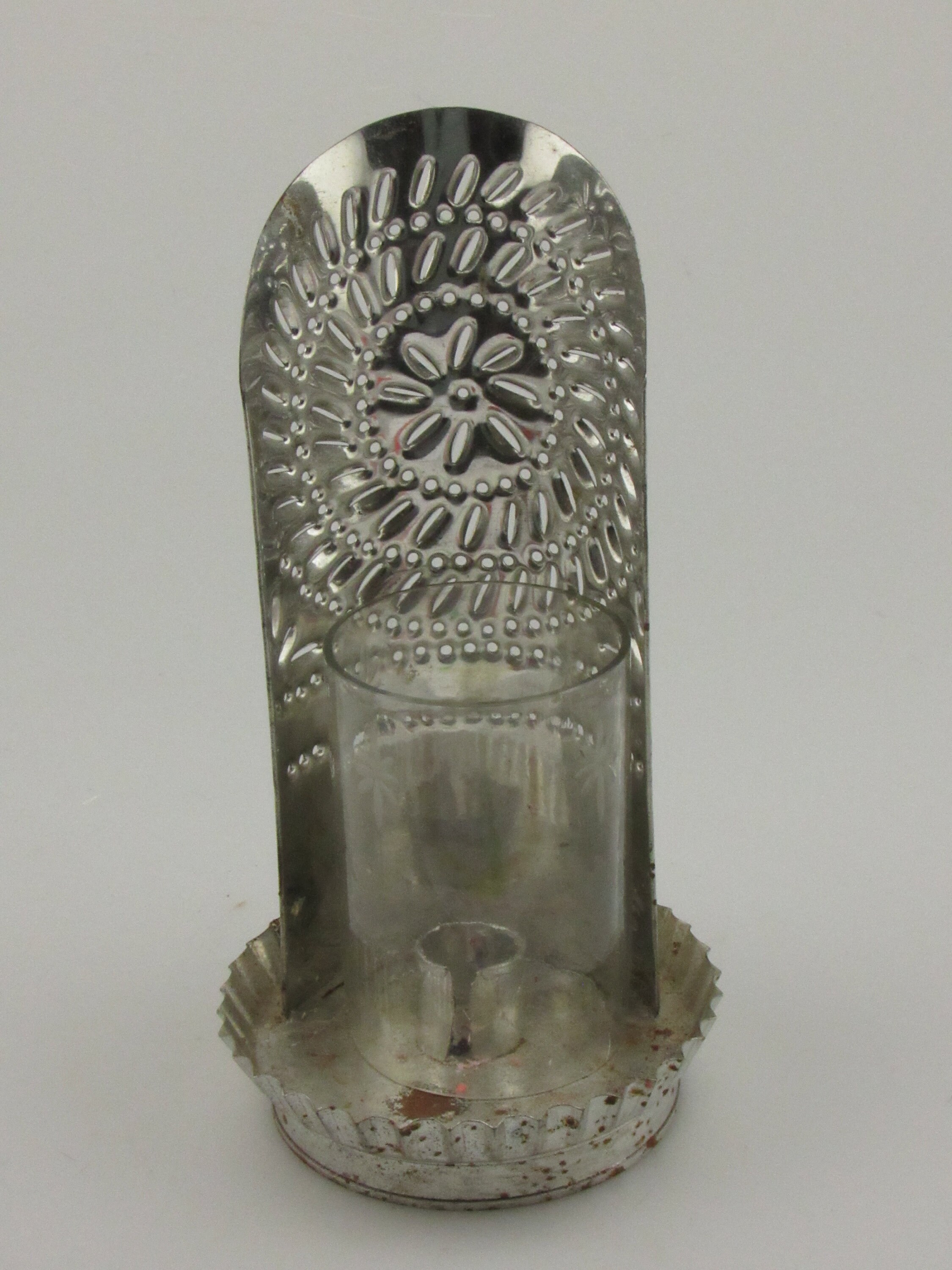 Vintage Punched Tin Candle Holder Etsy