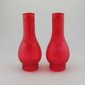 Camino dritto in vetro rosso rubino, set da 2