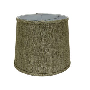 Brown Textured Drum Lampshade – Neutral Linen Look Shade with Spider Washer Fitter