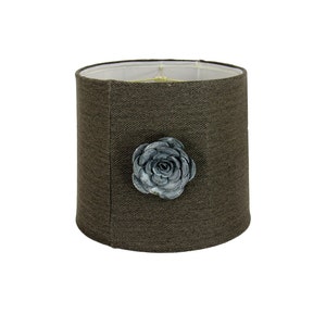 Gray Textured Lamp Shade with Metal Flower