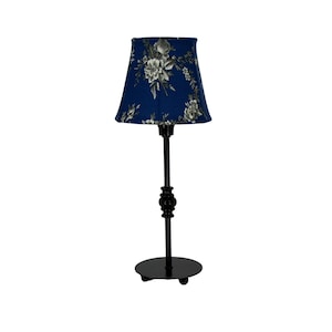 Black Accent Lamp with Gray Floral on Navy Chandelier Clip-on Lamp Shade