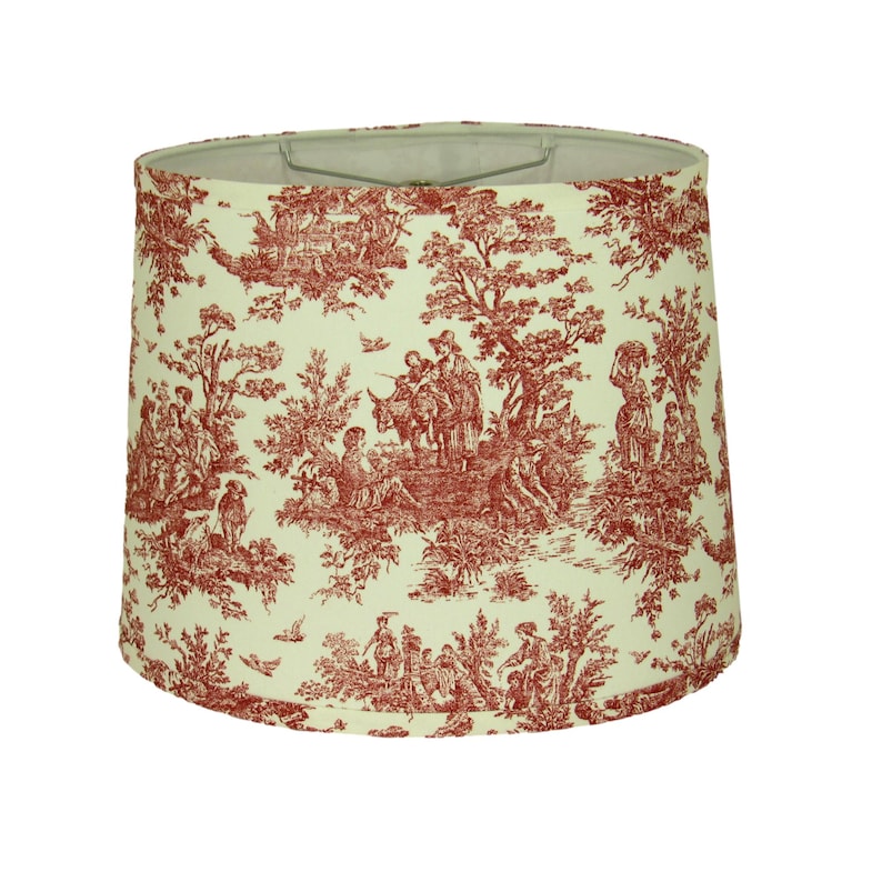 Elegant Toile Oval Lamp Shade With Spider Fitter – Red, Navy, and Sage ...