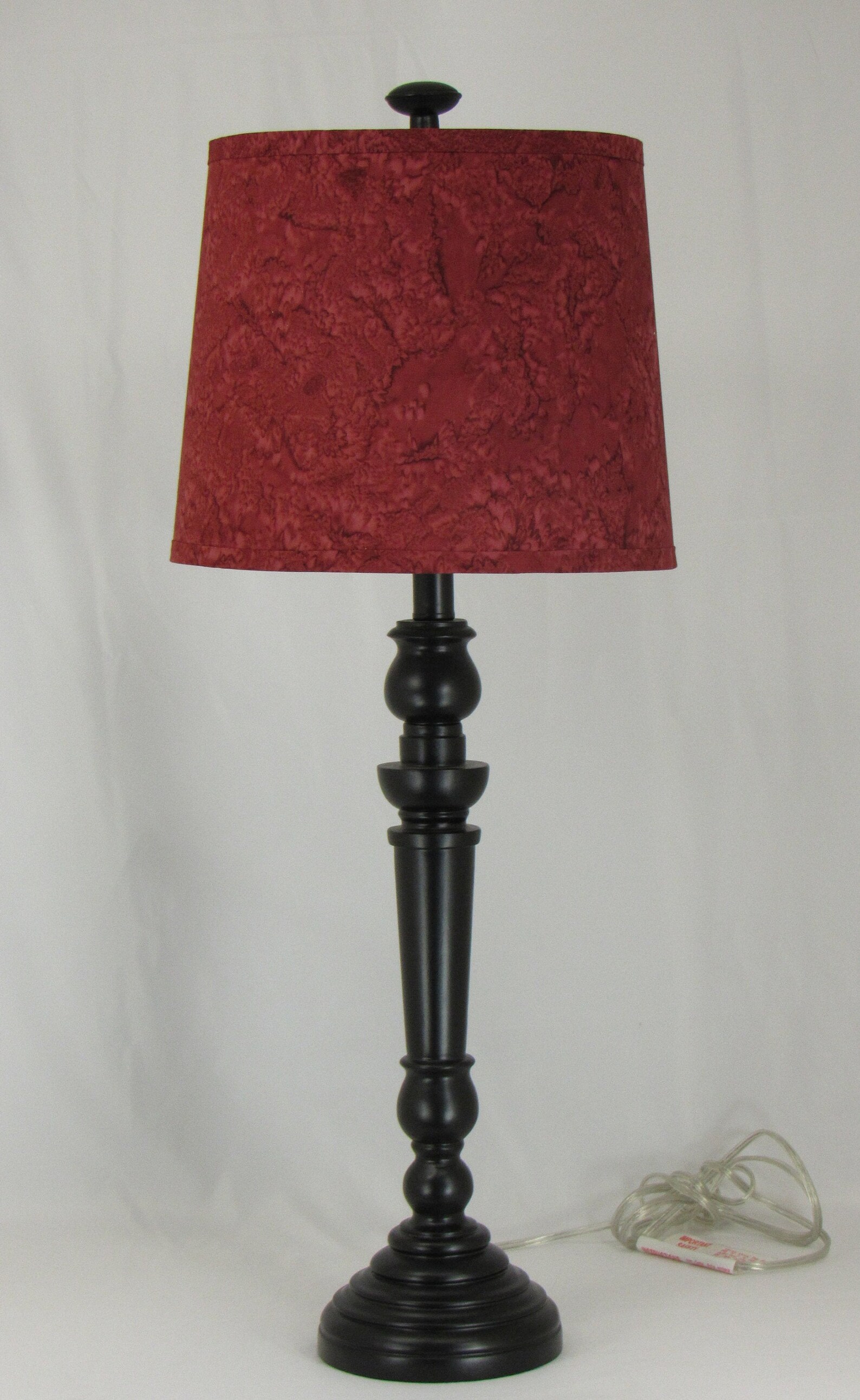 Black Spindle Table Lamp with Burgundy Hand Dyed Shade Etsy