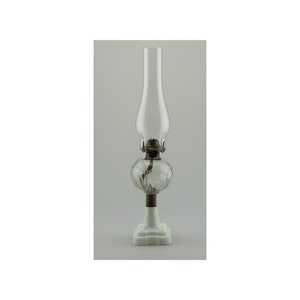 Clear and Milk Glass Base Oil Lamp
