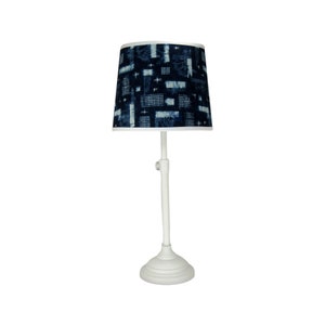 White Adjustable Table Lamp with Midnight Print Lamp Shade