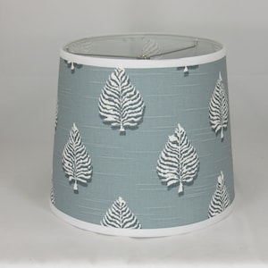 Sky Blue Leaf Print Lamp Shade