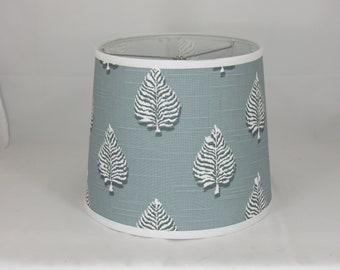 Sky Blue Leaf Print Lamp Shade