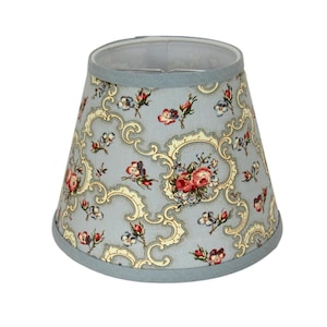Vintage Floral Blue Lamp Shade – Standard Clip-On Fitter for Table or Accent Lamps