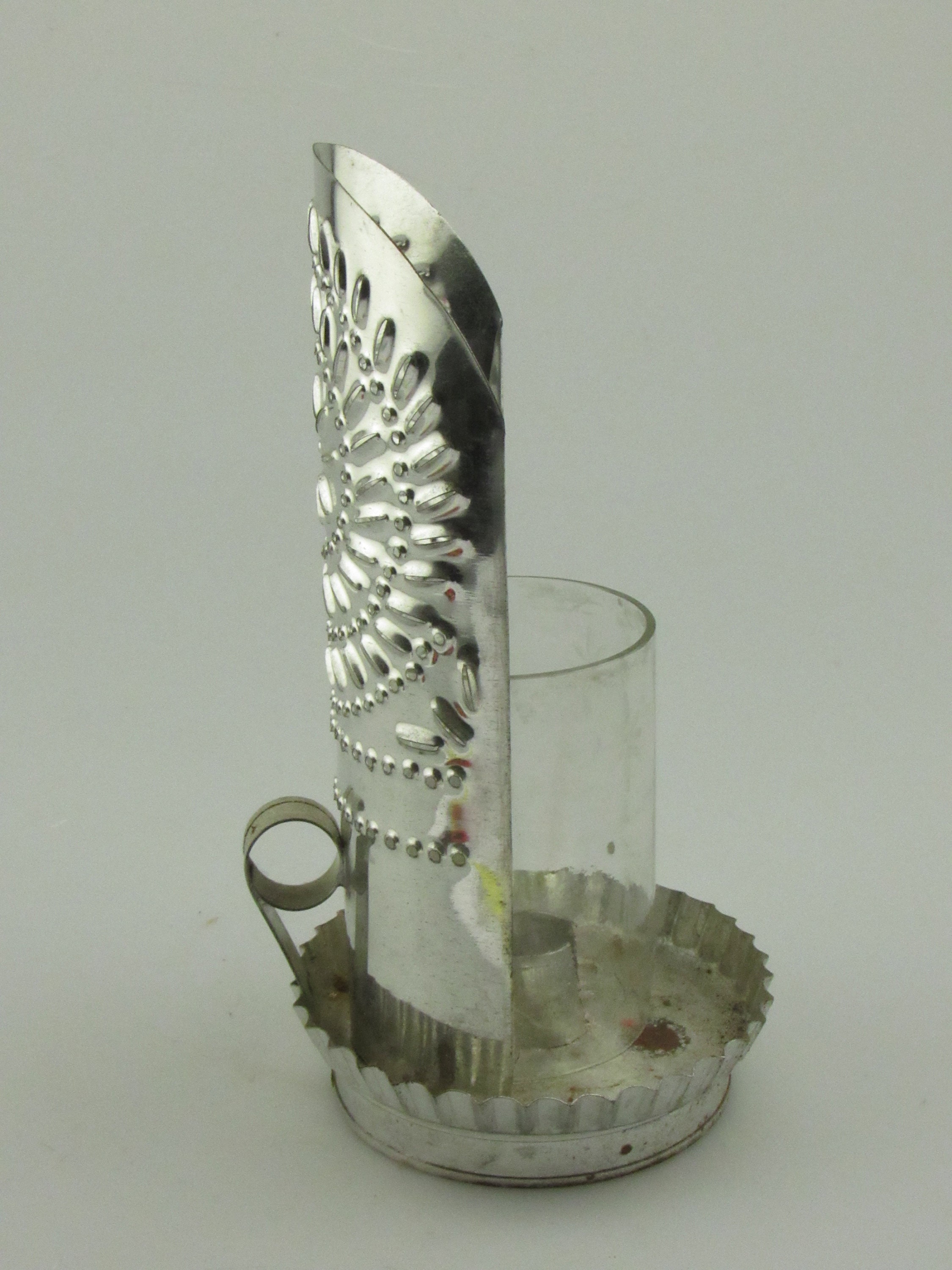 Vintage Punched Tin Candle Holder Etsy