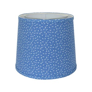 Blue Floral Drum Lamp Shade – Country Cottage Fabric with Spider Washer Fitting for Table or Floor Lamps