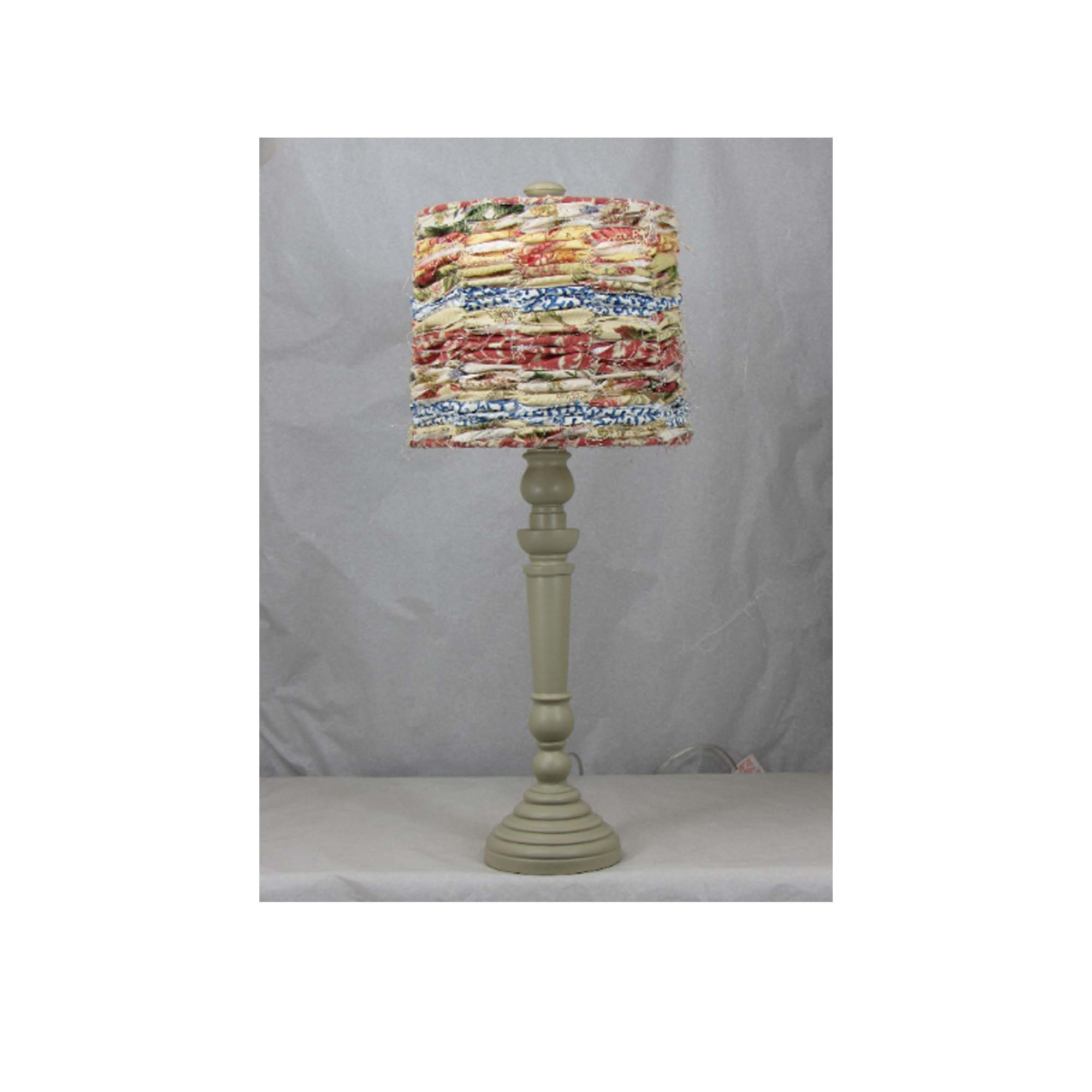 Buttermilk Spindle Table Lamp With Multicolored Rag Shade Etsy UK