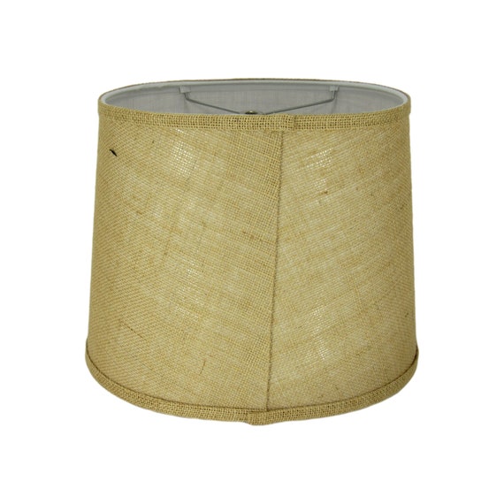 Oval burlap on sale lamp shade