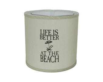 Abat-jour tambour Beach Quote : éclairage décoratif côtier