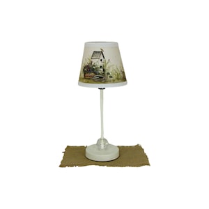 White Accent Lamp with Birdhouse Paper Clip-on Lamp Shade