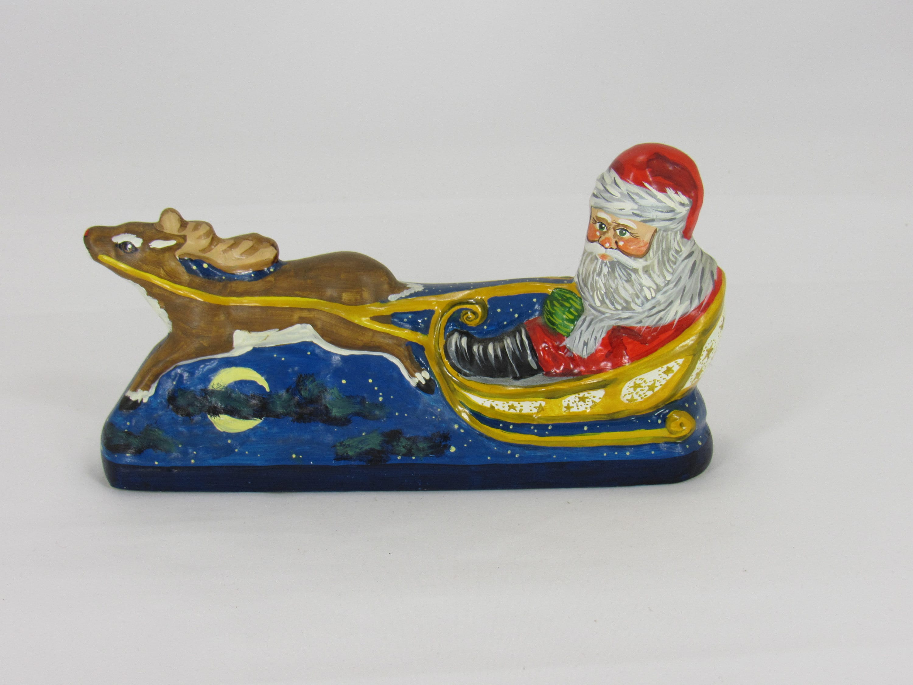 ヴァイヤンクールの民芸品、そりに乗ったサンタとレインダー - セール