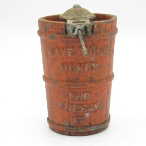Vintage Cast Iron Ice Cream Churn Freeze It Coin Bank