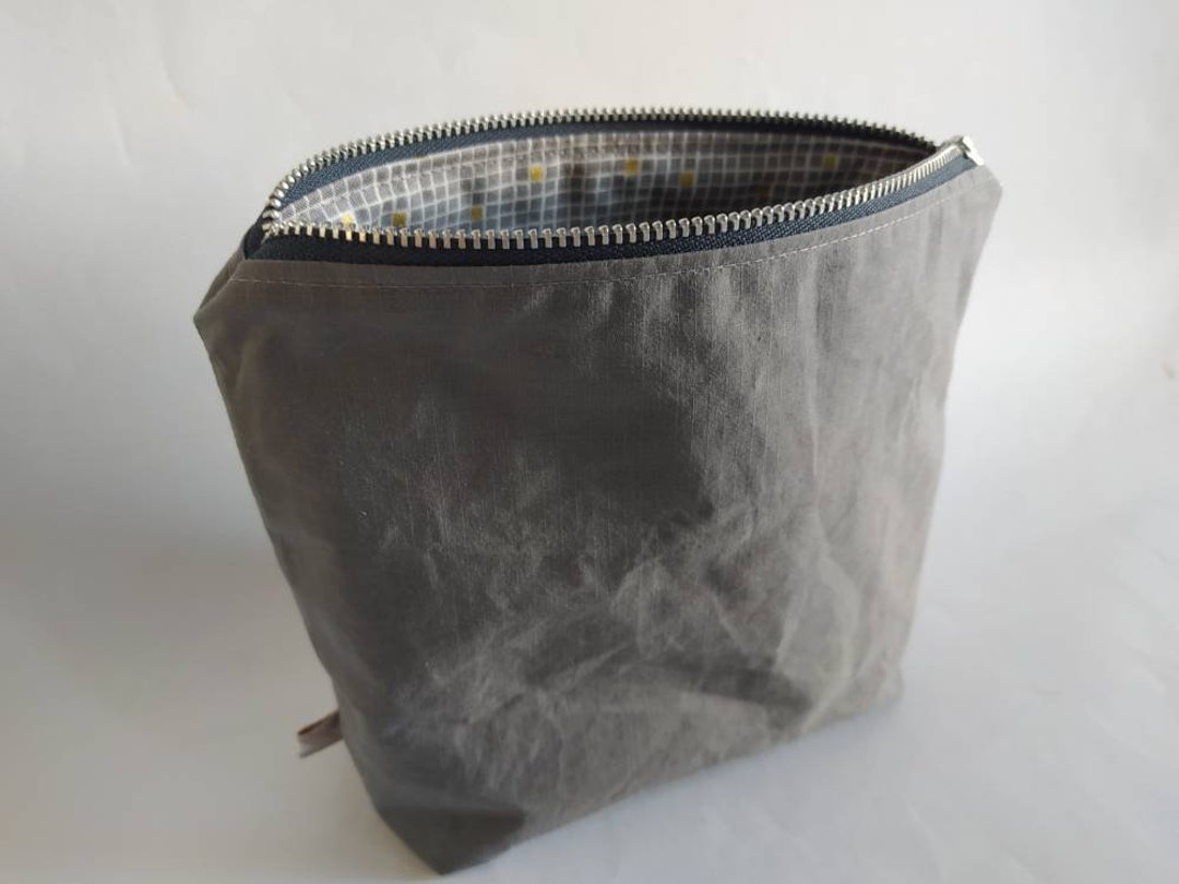 Handmade Organic Dry Oilskin Zip Pouch Grey Check Handmade Etsy