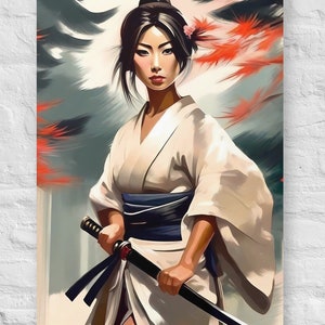 Affiche femme samouraï avec cintres, Dojo Wall Art, iaido, Kenjutsu, Kendo, Kashima, Aïkido
