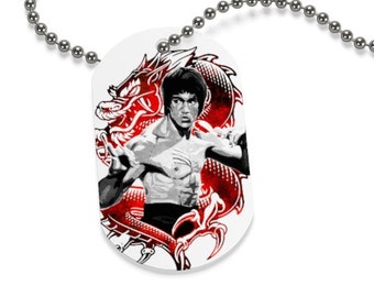 Bruce Lee Guitar Pick Necklace with Stainless Steel Ball Chain