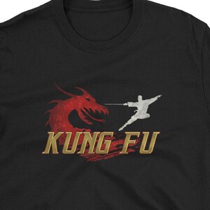 Kung Fu T-Shirt, Monk and  Dragon Battle, Kungfu Gift