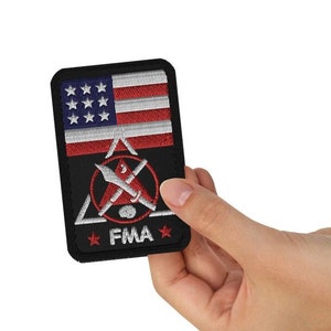 Patchs brodés de l'équipe FMA USA, drapeau américain des arts martiaux philippins, Kali Escrima Arnis