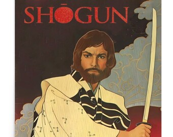 Cartel de Shogun, programa de televisión clásico, samurai, cartel de película vintage,