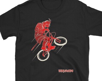 Samurai Biker - Bikushido T-Shirt, Bushido Spirit Racer Cyclist,  Bicycle Racing Tee