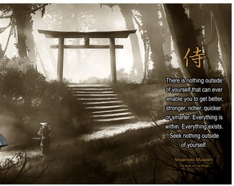 Miyamoto Musashi Quote Poster. Samurai Ronin Wisdom Print