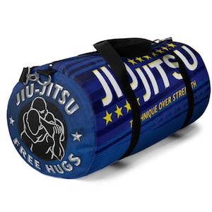 Jiu Jitsu  Duffel Bag, Free Hugs, Jiujitsu - Ju Jutsu - Bjj - Brazilian Jitsu - JJ