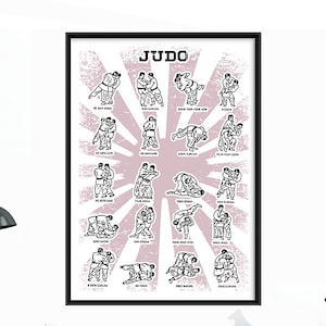 Judo Techniques Poster, Judoka gift, Judo Dojo Decor