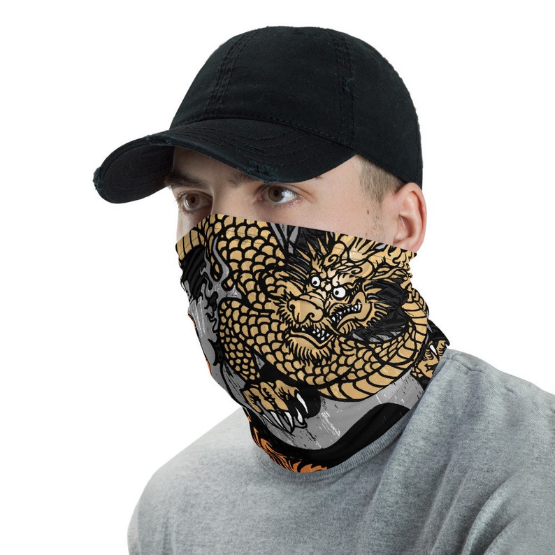 Jiu Jitsu Tiger & Dragon Face Mask Neck Gaiter Facemask Etsy
