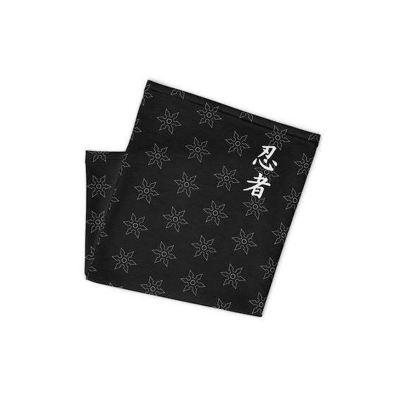 忍者フェイスマスク - ネックゲイター、忍者漢字と手裏剣星、忍術