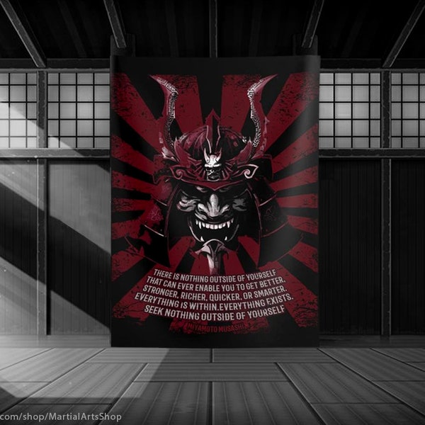 Samurai Wall Tapestry, Miyamoto Musashi Best Quote