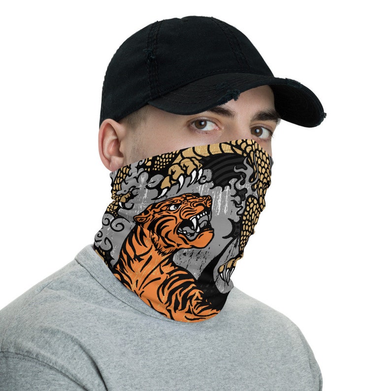 Jiu Jitsu Tiger & Dragon Face Mask Neck Gaiter Facemask Etsy
