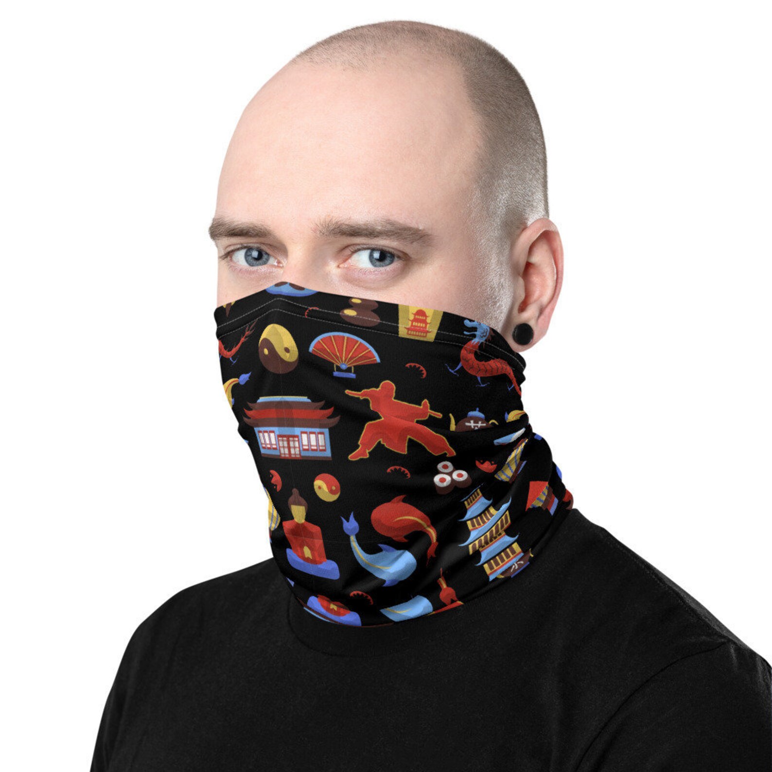 Chinese Culture Neck Gaiter Headwear Facemask Headband Etsy