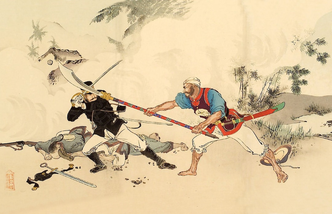 1895 年の日清戦争、台湾侵攻のポスター、イラスト。 - Etsy 日本