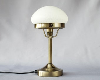 Small vintage desklamp in metal and glass, made by cottex in the 1980&#39;s. Made in Sweden. Art Deco style.