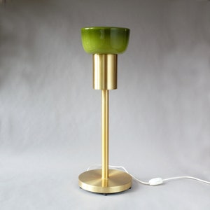 Vintage Table lamp Green over Opal cased glass Nybro Armatur Sweden 1950s, Robust and well made lamp, Mid century lighting, Swedish Modern