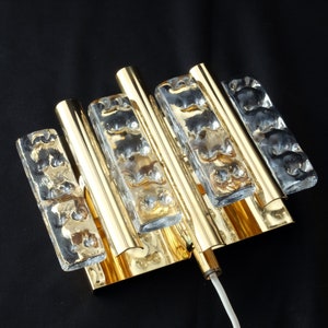 Two Brass wall lamps by Carl Fagerlund for Lyfa & Orrefors Glass, 1960s Scandinavian Vintage Mid century Modern