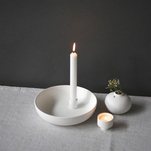 Candle holder ceramic white/dark gray