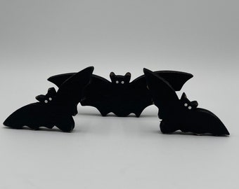 Rustikales Fledermaus Trio aus Holz: Halloween Dekor