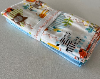 Safari animals burp cloth set