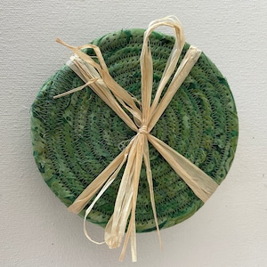 Coasters,fabric wrapped coasters,coaster set green