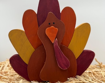 Handmade Wooden Turkey: Rustic Thanksgiving Centerpiece